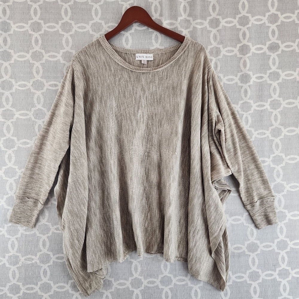 Knox Rose Crew Neck Brown Poncho Sweater Women's  S/M